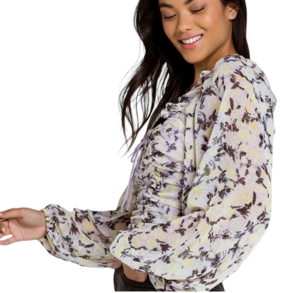 Free People Mabel lilac floral Printed Top sz S - Picture 4 of 10
